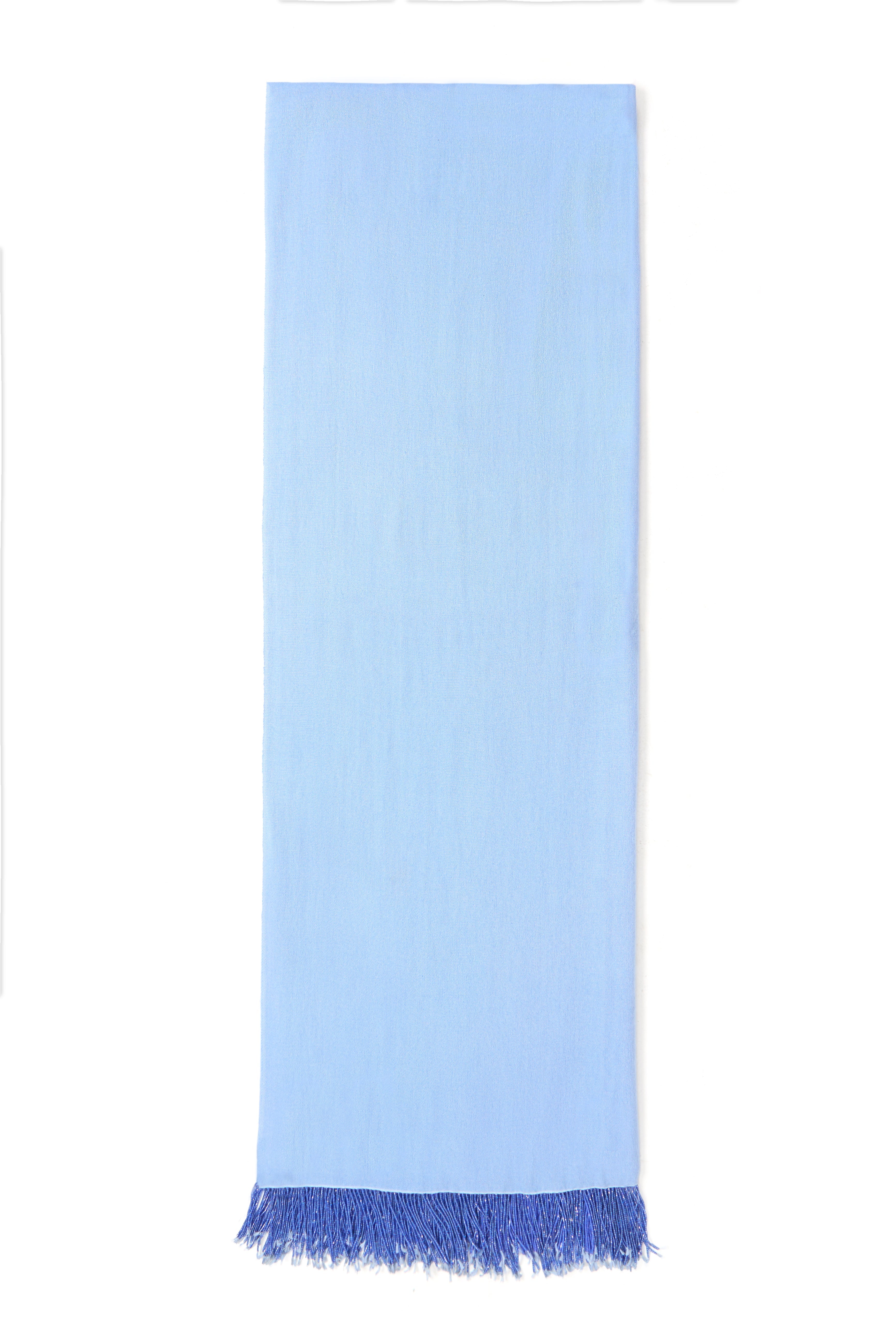 Blue Pashmina Shawl with Beaded Tassels